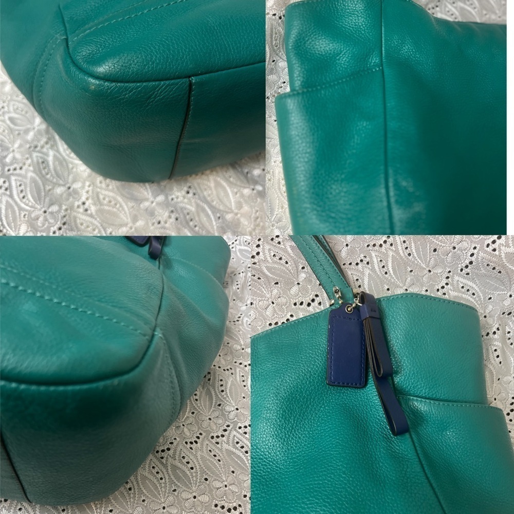 Coach Park Carrie Green Leather Tote Shoulder Bag H1381-F23662 Stylish Handbag - Picture 4 of 9